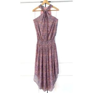 Ramy Brook Dress Kent Paisley Printed Halter Floral Midi Smocked Blouson Size M